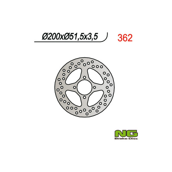 NG brake disc rear YAMAHA YFM 350 / YFZ 450 03-04 (200X51X3,5) (4X8,5mm)