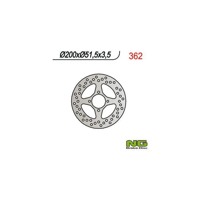NG brake disc rear YAMAHA YFM 350 / YFZ 450 03-04 (200X51X3,5) (4X8,5mm)