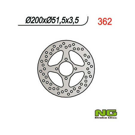 NG brake disc rear YAMAHA YFM 350 / YFZ 450 03-04 (200X51X3,5) (4X8,5mm)