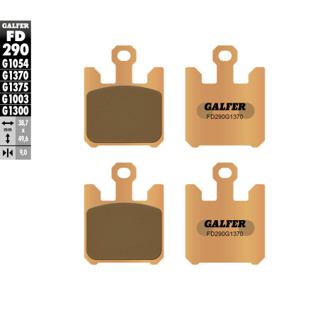 GALFER stabdžių kaladėlės KH369 / 4 Metalic sinter (auksinės spalvos) STREET, priekis KAWASAKI ZX10R '04-'07, ZX12R '04-'06, ZX6