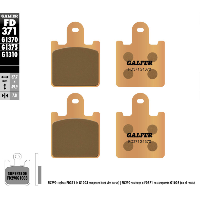 GALFER brake pads KH417 / 4 Metalic sinter (gold color) STREET, front KAWASAKI ZX 6R '07-, Z 1000 '07-'09, GTR