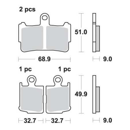 SBS brake pads KH499 / 4 STREET EXCEL SINTER gold color fits: HONDA VFR1200 front