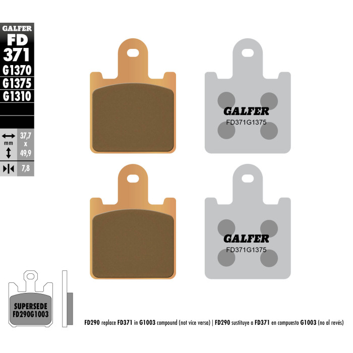 GALFER brake pads KH417 / 4 Metalic sinter (gold color) SPORT, front KAWASAKI ZX 6R '07-, Z 1000 '07-'09, GTR 1