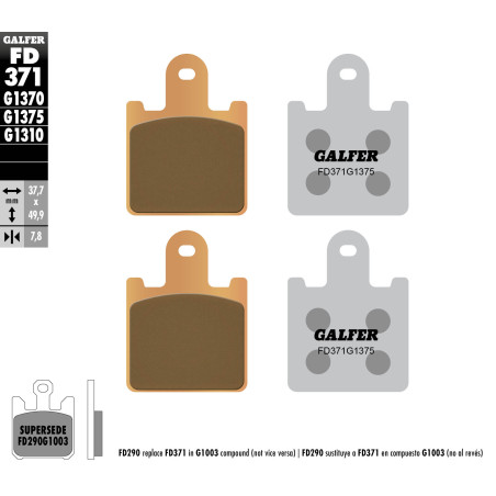 GALFER brake pads KH417 / 4 Metalic sinter (gold color) SPORT, front KAWASAKI ZX 6R '07-, Z 1000 '07-'09, GTR 1