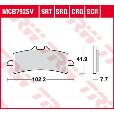 TRW LUCAS ZF brake pads KH447 SINTER ROAD / TRACK DUCATI V4 1000 PANIGALE '19-, MONSTER 1200 '16-, MULTISTRADA 1260 '18-