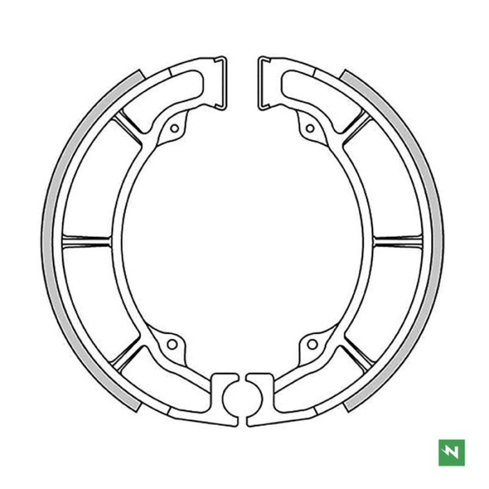 NEWFREN būgninių stabdžių kaladėlės galas KAWASAKI EL 250 '90-'03, ER-5 '97-'07, KLF 220 '88-'02, Z 440 '79-'83, Z 440 LTD '82-'