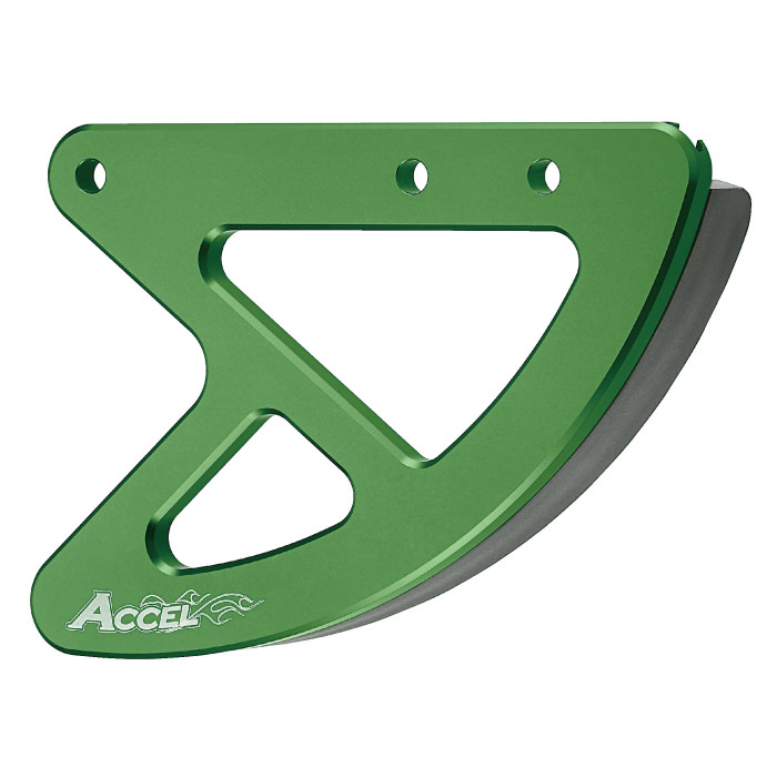 ACCEL priekinių stabdžių disko apsauga galas KAWASAKI KXF 250 / 450 '05-'17, KX 125 / 250 '05-'08 (aliumininis), spalva žalia