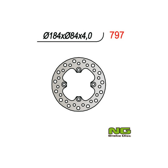 NG brake disc rear KAWASAKI KX 85 '01-'16 (184X84X4)