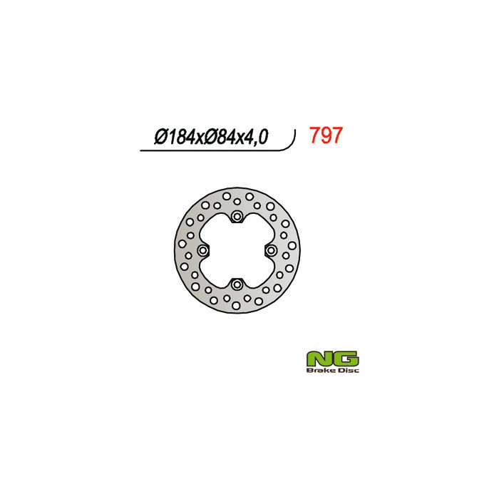 NG brake disc rear KAWASAKI KX 85 '01-'16 (184X84X4)