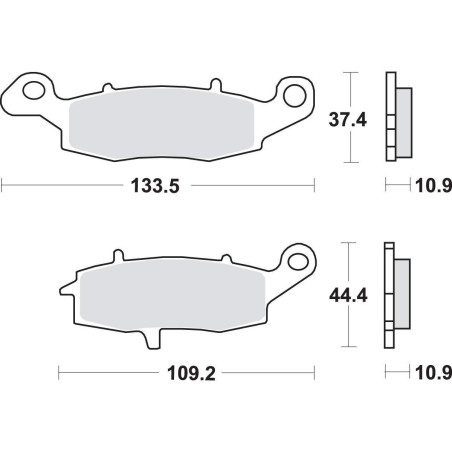 SBS brake pads KH231 / 2 STREET EXCEL / RACING SINTER gold color end fits: KAWASAKI VN900 / 1500 / 1600 / 1700