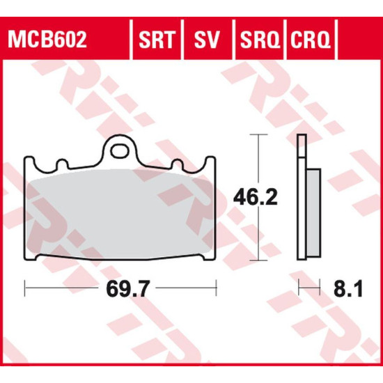 TRW LUCAS ZF brake pads KH158 SINTER TRACK HUSABERG FS 450 '03-'05, FS 650 '01-'05, KAWASAKI ZZR 500 '90-'05, SUZUKI RGV
