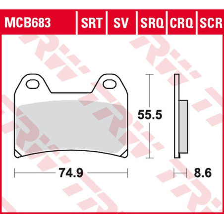 TRW LUCAS ZF stabdžių kaladėlės KH244 SINTER TRACK APRILIA RS 250 '97-, RSV 1000 MILE / R '98-'00, DUCATI 748 / 800 / 900 / 916 