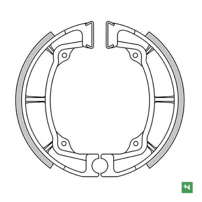 NEWFREN būgninių stabdžių kaladėlės priekis KAWASAKI KDX 250 '79-'84, KL 250 '78-'79, KLF 220 '88-'02, KLF 185 BAYOU '86-'88, KL