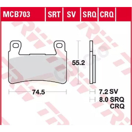TRW LUCAS LUCAS brake pads KH265 KH296 Metalic sinter SINTER RACING (PERFORMANCE ON THE TRACK) (replaced MCB703SRQ)