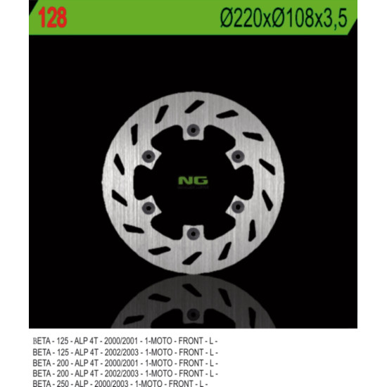 NG brake disc front BETA 125 / 200 / 250 ALP '00-'03 (220X108X3,5) (6X6,5mm)