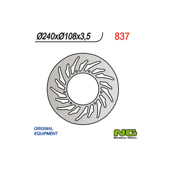NG brake disc front YAMAHA DT 50R 03-08, XT 125R 05-08, MBK 50X-LIMIT 03-05 (240X108X3,5) (6X6,5mm)