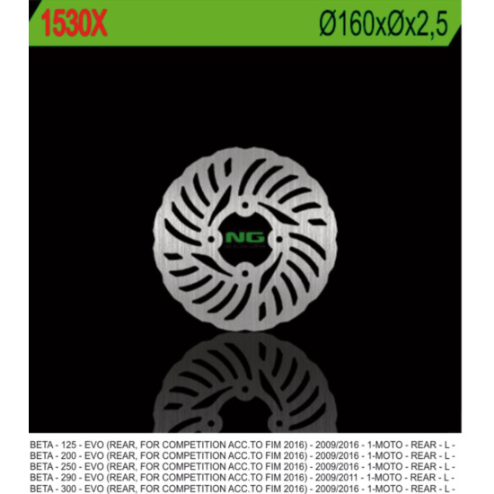 NG brake disc rear BETA EVO 125 / 200 / 250 / 290 / 300 09-17 (160mm) WAVE