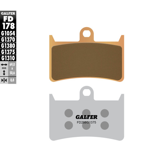 GALFER brake pads KH252 / KH380 Metalic sinter (gold color) SPORT (front)