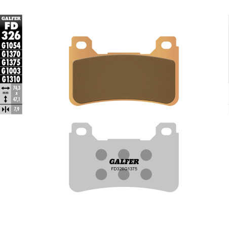GALFER stabdžių kaladėlės KH390 Metalic sinter (auksinės spalvos) SPORT priekis (HONDA CBR 600RR '05-'16, CBR 1000RR '04-16, VFR