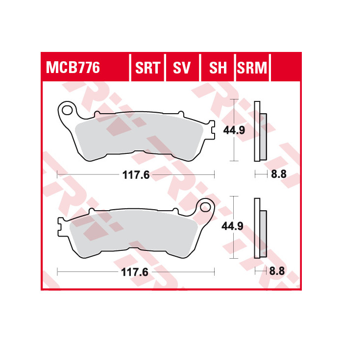 TRW LUCAS stabdžių kaladėlės KH388 ORGANIC HONDA CBF 500 04-08, CBF 600 04-15, NT 700 V 06-13, XL 700 V 08-13, XL 1000 V 04-13,