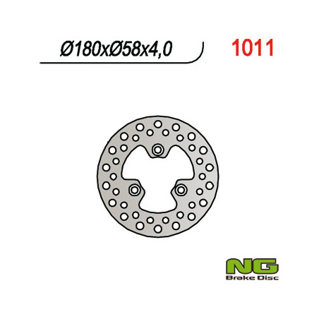 NG stabdžių diskas priekis / galas KYMCO motoroleriams 50 / 125 / 150 / 300, QUAD 250 / 300 (180X58X4) 3 skylės diametras 10,5