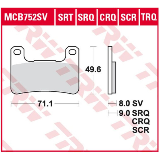 TRW LUCAS LUCAS brake pads KH379 Metalic sinter SINTER RACING (PERFORMANCE ON THE TRACK) (replaced MCB752SRQ)