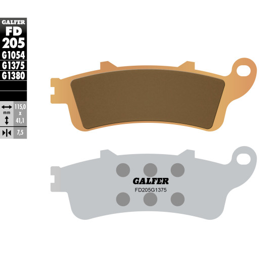 GALFER brake pads KH261 / KH281 Metalic sinter (gold color) SPORT front HONDA CBR 1100 / VFR 800 / XL 1000V / VT
