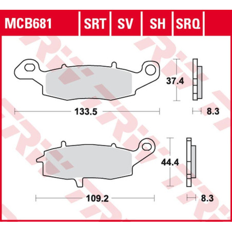 TRW LUCAS ZF brake pads KH231 SINTER ROAD / TRACK KAWASAKI ZR-7 '99-'04, VN 800 DRIFTER '99-'03, VN 1500 DRIFFTER / CLAS
