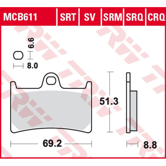 TRW LUCAS ZF brake pads KH252 SINTER ROAD / TRACK YAMAHA FZS / FZ6 600 '98-'10, YZF R6 '99-, MT-07 '14-'17, TRACER 700 '
