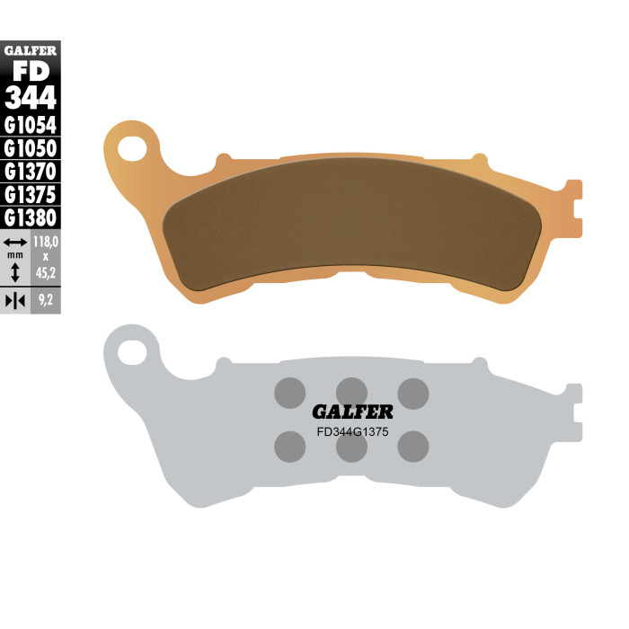 GALFER stabdžių kaladėlės KH388 Metalic sinter (auksinės spalvos) SPORT, priekis HONDA CBF / CB / DN-01 / GL 1800 / NC 700 / XL