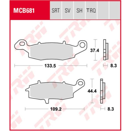 TRW LUCAS stabdžių kaladėlės KH231 SINTER RACING KAWASAKI ER6 06-16, VERSYS 650 07-14, Z 750, 04-06, ZR7 99-04, W 800 '11-, GPZ 