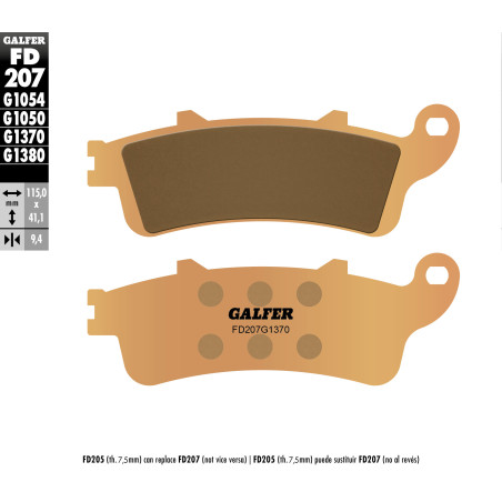 GALFER brake pads KH281 / KH261 Metalic sinter (gold color) STREET