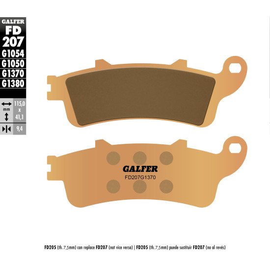 GALFER brake pads KH281 / KH261 Metalic sinter (gold color) STREET