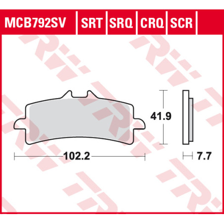 TRW LUCAS stabdžių kaladėlės KH447 SINTER STREET APRILIA RSV4 09-, DUCATI V4 PANIGALE 18-, PANIGALE 1299 15-, KAWASAKI H2 15-, Z