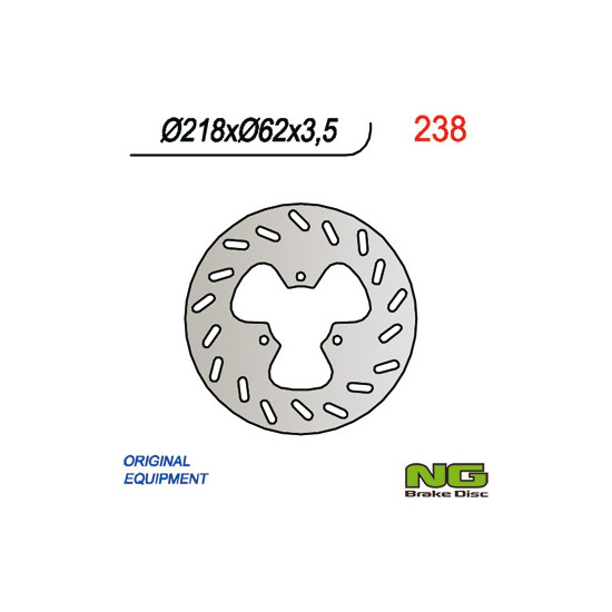 NG brake disc rear DERBI 50 / 125, GAS GAS 125 / 450 (218X62X3,5) 3 holes diameter 10,5
