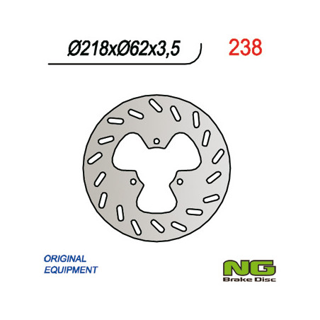 NG stabdžių diskas galas DERBI 50 / 125, GAS GAS 125 / 450 (218X62X3,5) 3 skylės diametras 10,5