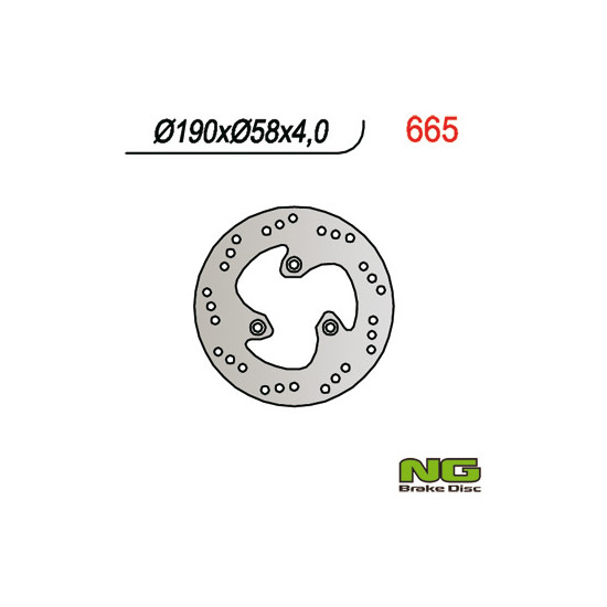 NG brake disc rear for scooters BENELLI / MALAGUTI / PEUGEOT 50 (190x58x4 / 3.7)