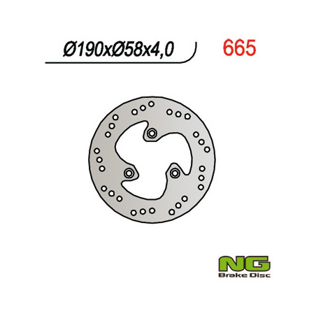 NG brake disc rear for scooters BENELLI / MALAGUTI / PEUGEOT 50 (190x58x4 / 3.7)
