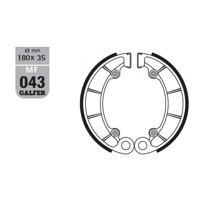 GALFER drum brake pad end SH343 HONDA TRX 500 FOURTRAX / FOREMAN '01-'13, VF 750C MAGNA '87-'00, VT 1100C SHADOW
