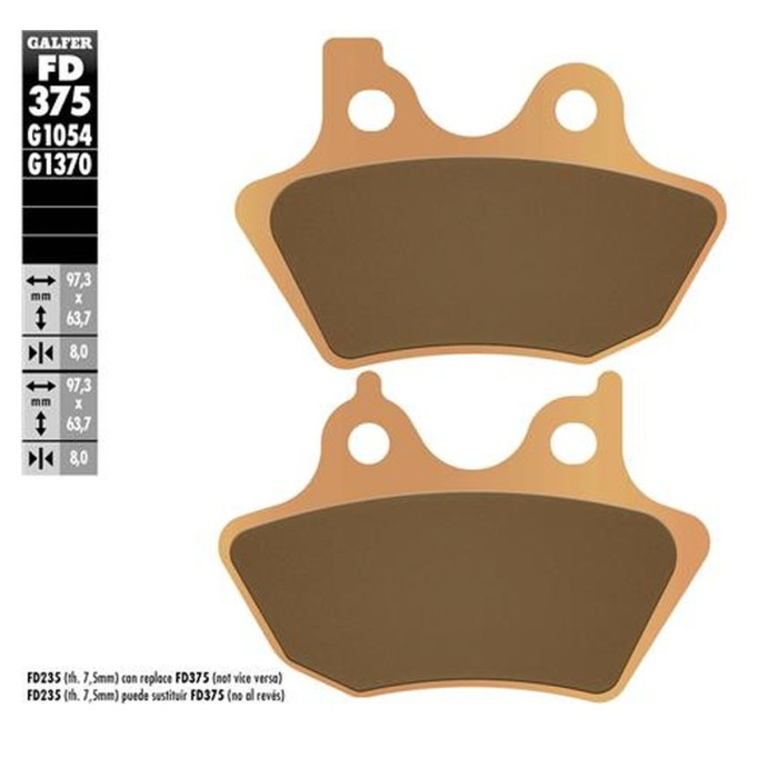 GALFER brake pads KH400 Metalic sinter (gold color) HARLEY DAVIDSON