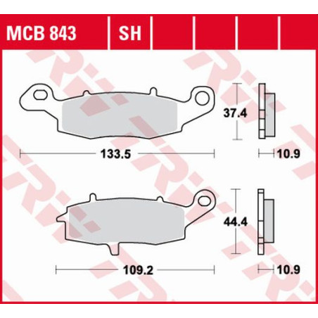 TRW LUCAS brake pads KH231 / 2 SINTER STREET KAWASAKI VN 900 06-17, VN 1500 98-03, VN 1600 03-08, VN 1700 09-17, VN 2000