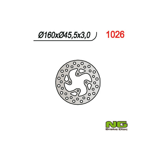NG brake disc rear KTM 65 SX '98-'20 (160mm) (160X45.5X3) (4X6.5mm)