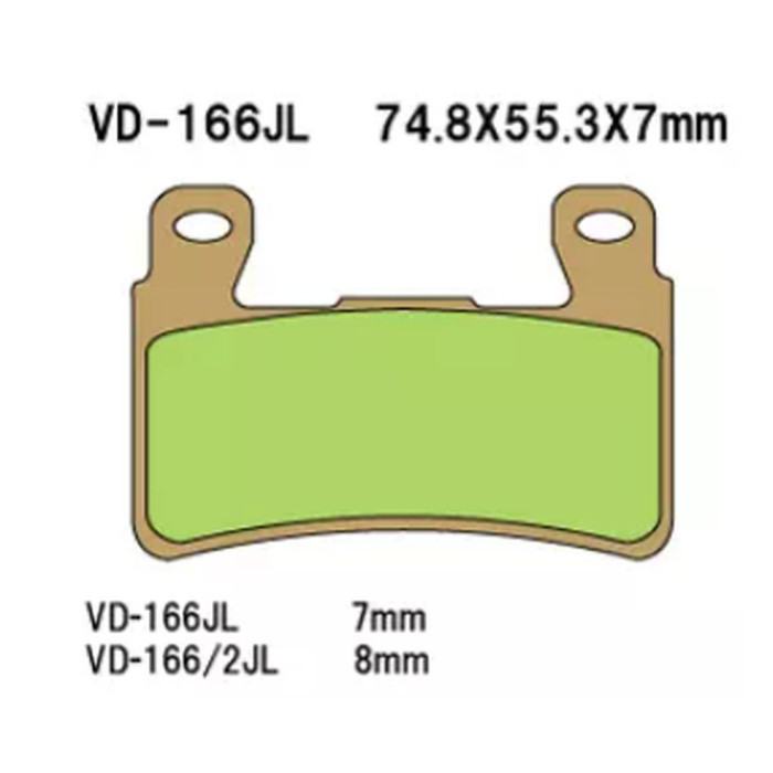 VESRAH stabdžių kaladėlės KH265 / KH296 Metalic sinter (auksinės spalvos) HONDA CBR / VTR priekis (8mm) (MADE IN JAPAN)
