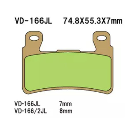 VESRAH stabdžių kaladėlės KH265 / KH296 Metalic sinter (auksinės spalvos) HONDA CBR / VTR priekis (8mm) (MADE IN JAPAN)