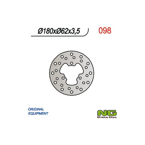 NG brake disc rear PEUGEOT XP6 SM '02-'05 (180x62x3.5)