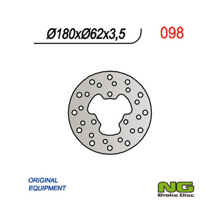 NG brake disc rear PEUGEOT XP6 SM '02-'05 (180x62x3.5)