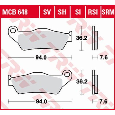 TRW LUCAS stabdžių kaladėlės KH181 SINTER STREET BMW R 1200 HP2 04-10 R-NINE T '13-, K 1300 GT 09-15, KTM EXC 525 03-07, LC4 ADV