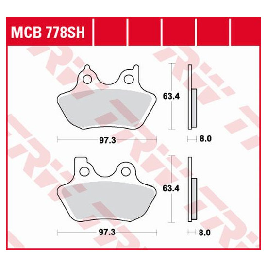 TRW LUCAS brake pads KH400 SINTER STREET XL 883 99-03, XL 1200 00-03, FLHRI / FLSTC / FXD 1450 99-07, FLHRC / FLHX / FXD