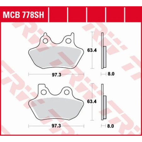 TRW LUCAS brake pads KH400 SINTER STREET XL 883 99-03, XL 1200 00-03, FLHRI / FLSTC / FXD 1450 99-07, FLHRC / FLHX / FXD
