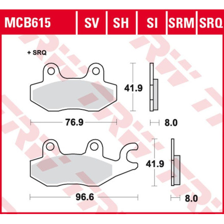 TRW LUCAS ZF brake pads KH165 SINTER STREET CAGIVA CANYON 900 '97-'00, ELEPHANT 900 '90-'93, NAVIGATOR 1000 '00-'05, KAW